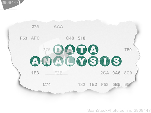 Image of Information concept: Data Analysis on Torn Paper background
