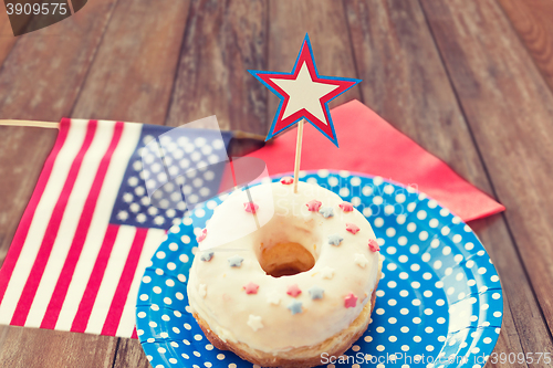 Image of donut with star decoration on independence day