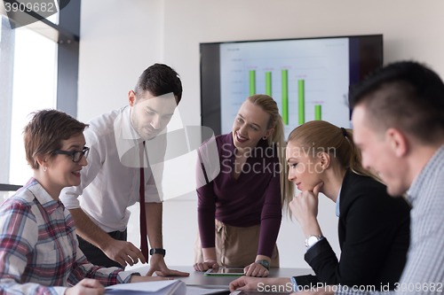 Image of startup business team on meeting at modern office