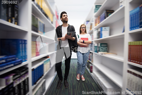 Image of students group  in school  library