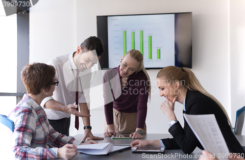 Image of startup business team on meeting at modern office