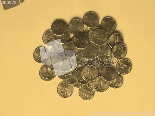 Image of Dollar coins 1 cent - vintage