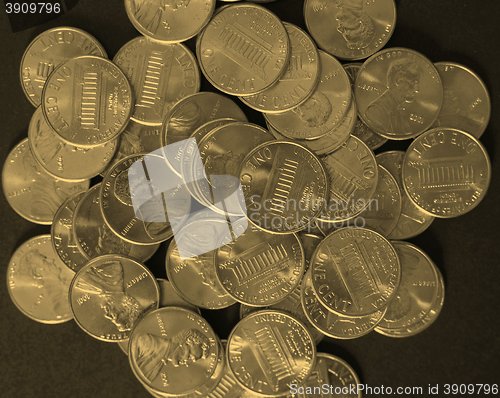 Image of Dollar coins 1 cent wheat penny cent - vintage