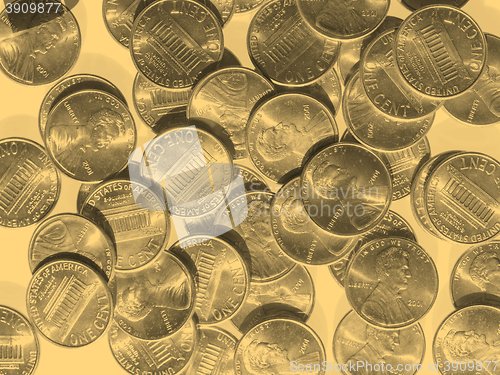 Image of Dollar coins 1 cent wheat penny cent - vintage