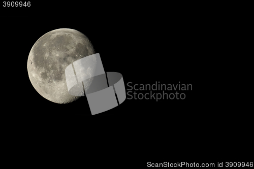 Image of Waning gibbous moon with copy space