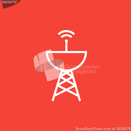 Image of Radar satellite dish line icon.