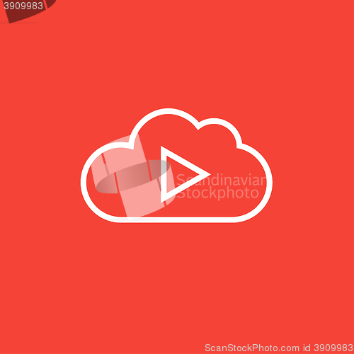 Image of Cloud with play button line icon.