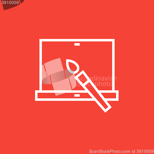 Image of Laptop and brush line icon.