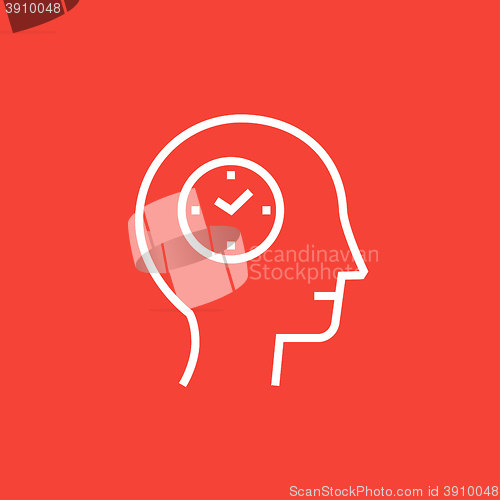 Image of Human head with clock line icon.