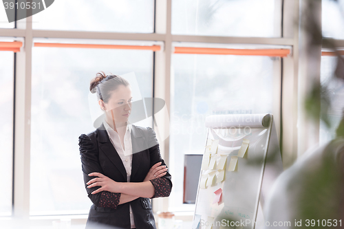 Image of portrait of young business woman at modern office