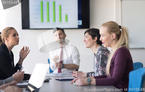 Image of young business people group on meeting at office