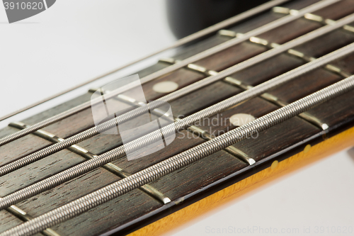 Image of Electric bass guitar detail shots