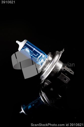Image of halogen car lamp, isolate on black.