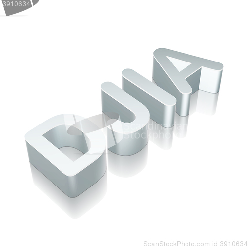 Image of 3d metallic character DJIA with reflection, vector illustration.