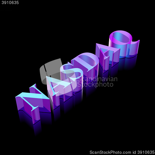 Image of 3d neon glowing character NASDAQ made of glass, vector illustration.