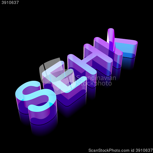 Image of 3d neon glowing character SEHK made of glass, vector illustration.