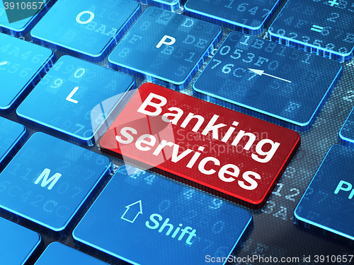 Image of Banking concept: Banking Services on computer keyboard background