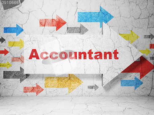 Image of Banking concept: arrow with Accountant on grunge wall background