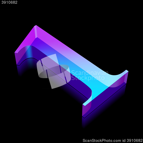 Image of 3d neon glowing character 1 made of glass, vector illustration.