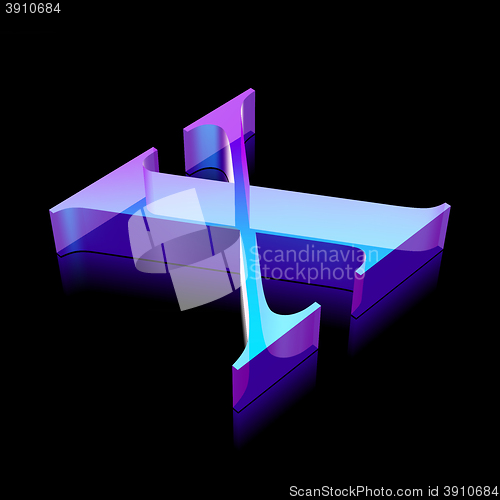 Image of 3d neon glowing character X made of glass, vector illustration.