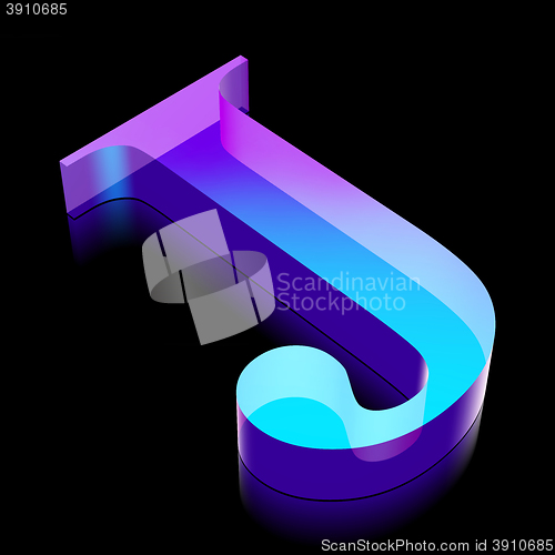 Image of 3d neon glowing character J made of glass, vector illustration.