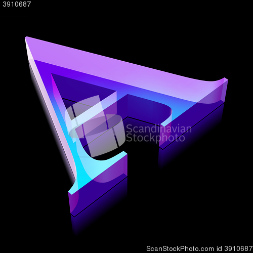 Image of 3d neon glowing character A made of glass, vector illustration.