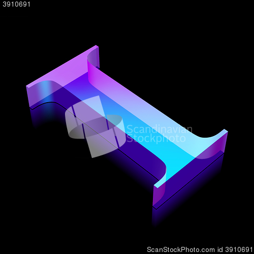 Image of 3d neon glowing character I made of glass, vector illustration.