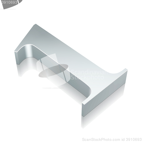 Image of 3d metallic character 1 with reflection, vector illustration.
