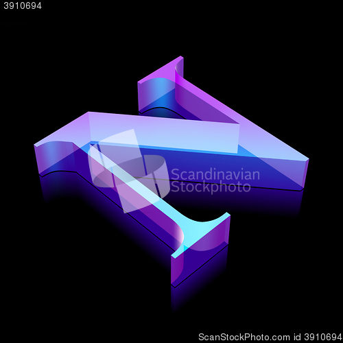 Image of 3d neon glowing character N made of glass, vector illustration.