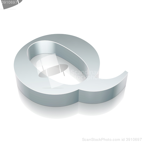 Image of 3d metallic character Q with reflection, vector illustration.