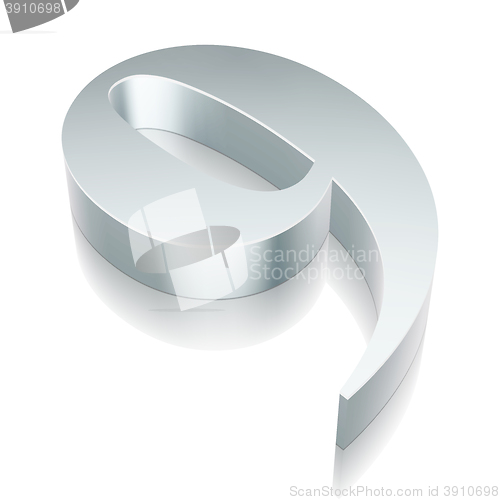 Image of 3d metallic character 9 with reflection, vector illustration.