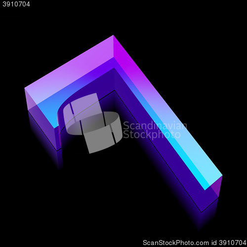 Image of 3d neon glowing character 7 made of glass, vector illustration.