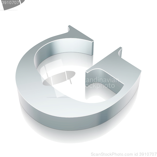 Image of 3d metallic character G with reflection, vector illustration.