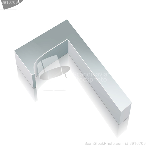 Image of 3d metallic character 7 with reflection, vector illustration.