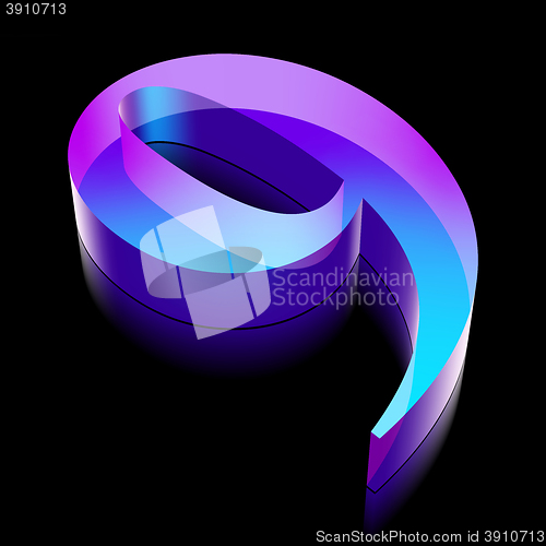 Image of 3d neon glowing character 9 made of glass, vector illustration.