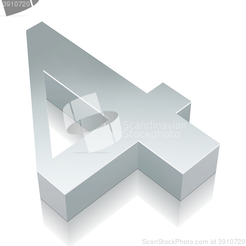 Image of 3d metallic character 4 with reflection, vector illustration.