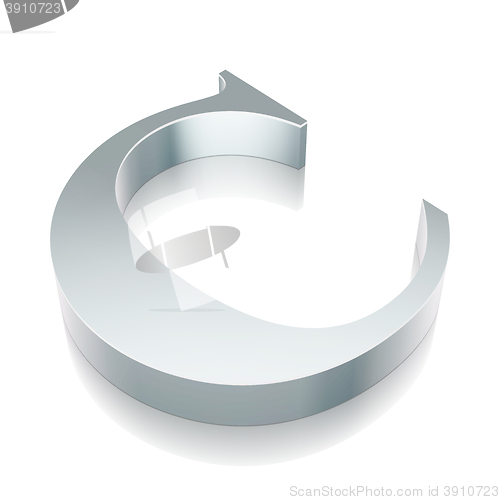 Image of 3d metallic character C with reflection, vector illustration.