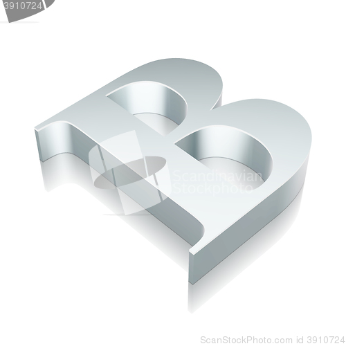 Image of 3d metallic character B with reflection, vector illustration.