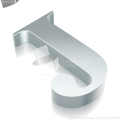 Image of 3d metallic character J with reflection, vector illustration.