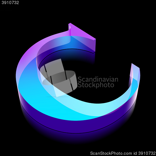 Image of 3d neon glowing character C made of glass, vector illustration.