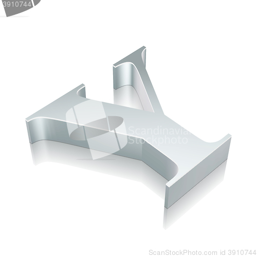Image of 3d metallic character Y with reflection, vector illustration.