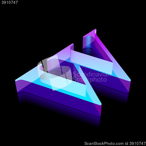 Image of 3d neon glowing character W made of glass, vector illustration.