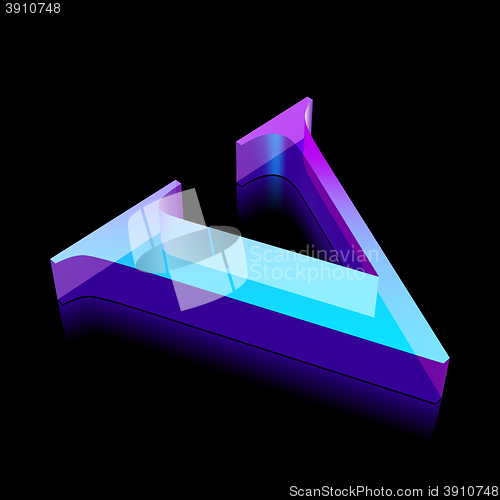 Image of 3d neon glowing character V made of glass, vector illustration.