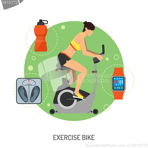 Image of Exercise Bike and Fitness Concept