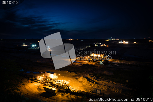 Image of Open-cast coal mining in Germany in the evening