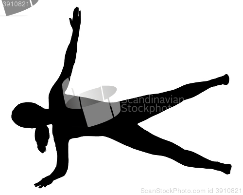 Image of Silhouette of woman doing exercises