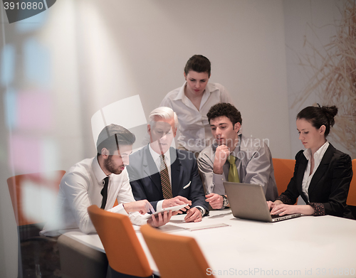 Image of business people group on meeting at modern startup office