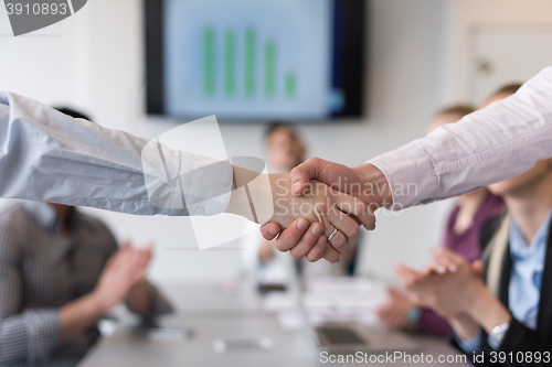 Image of business womans handshake