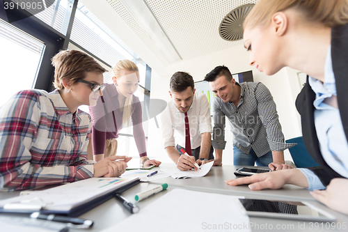 Image of startup business team on meeting at modern office