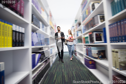 Image of students group  in school  library